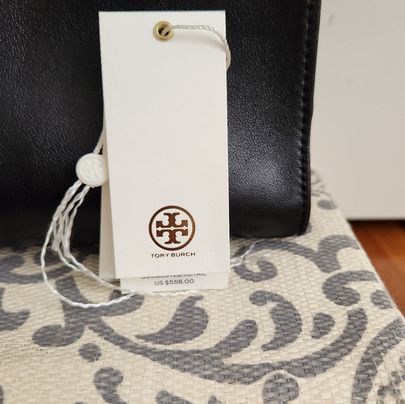 Tory Burch Brooke Leather Tote 43716 BLACK / Luxury Handbag - Picture 4 of 6